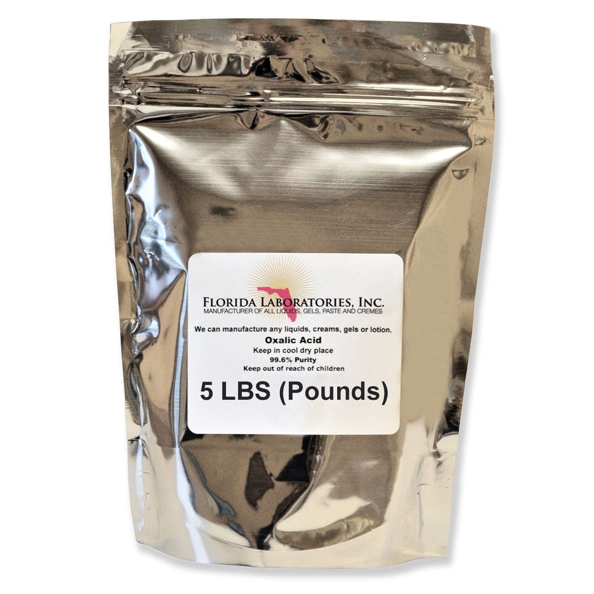 Florida Laboratories Oxalic Acid 99.6% Pure, 5 Lbs, Rust and Wood Stain Remover