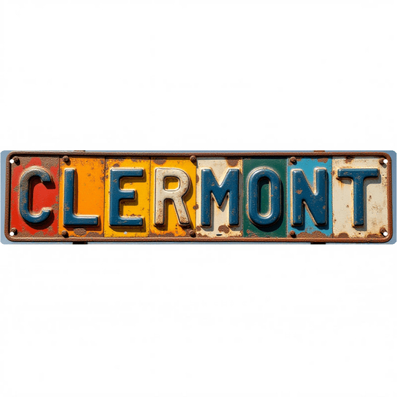 Florida Lake County Decor 16*4 Inches "CLERMONT" Street Bar Garage Colorful Letter Patch Lake County Style