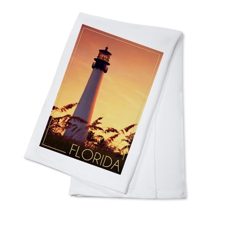 Florida, Lighthouse and Seagrass (100% Cotton Tea Towel, Decorative Hand Towel, Kitchen and Home)