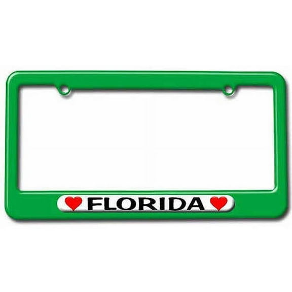 Florida Love with Hearts License Plate Tag Frame, Multiple Colors