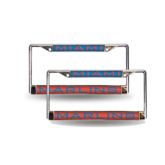 Florida MLB Marlins Laser Chrome Metal License Plate Frame