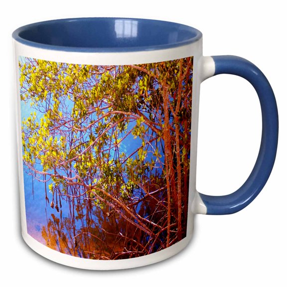 3drose, Florida Mangrove Trees Have Their Roots Above Ground, 11oz Two-tone Blue Mug