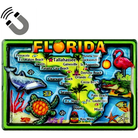 Florida Map Dual Layer MDF Magnet 2.25" x 3.5"