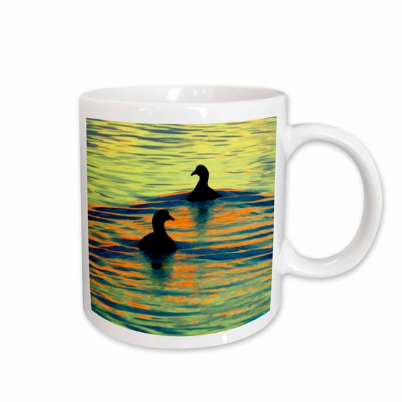 3drose, Florida, Mt. Dora, Silhouette of Birds Paddling - Us10 Dsn0004 - Deborah Sandidge, 15oz Mug
