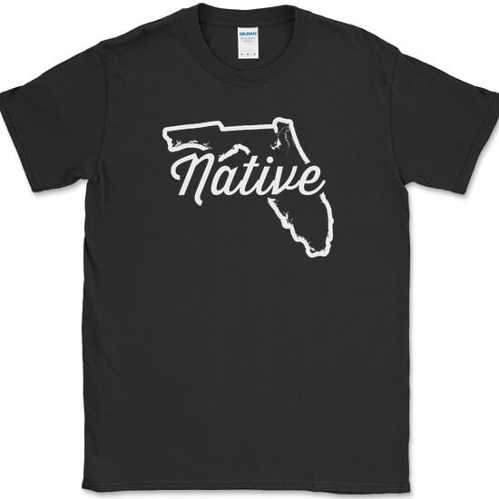 Florida Native T-Shirt Funny Humor State Pride Location Gift Tee - Black, L
