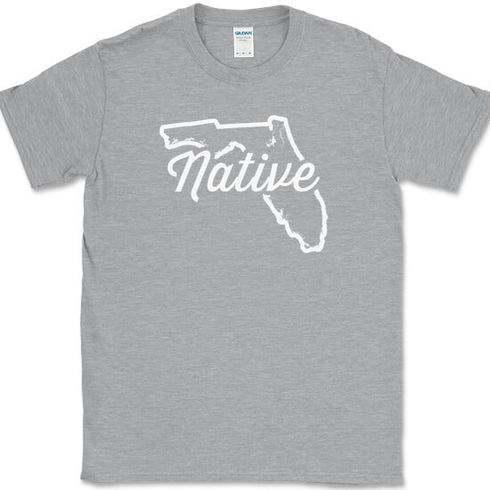 Florida Native T-Shirt Funny Humor State Pride Location Gift Tee - Heather Grey, 3XL