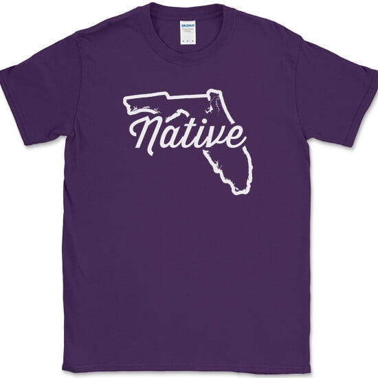 Florida Native T-Shirt Funny Humor State Pride Location Gift Tee - Purple, 2XL