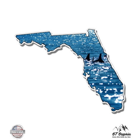 Florida Ocean Dolphins - 12" Vinyl Sticker Waterproof Decal