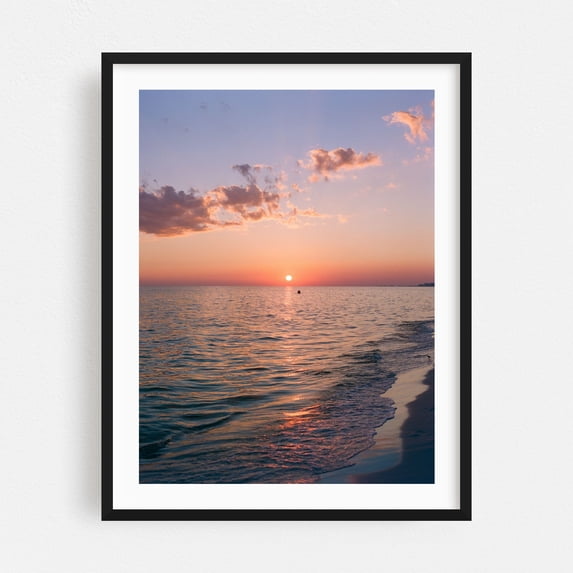 Florida Ocean Sunset - Santa Rosa Beach Florida Photography Sunset Seascape Ocean Waves Beach Coast Minimalist Black Framed Wall Art Print 9 x 12 inches