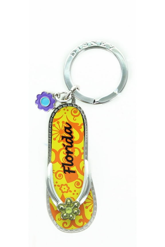 Florida Orange Flip Flop Pewter Key Ring