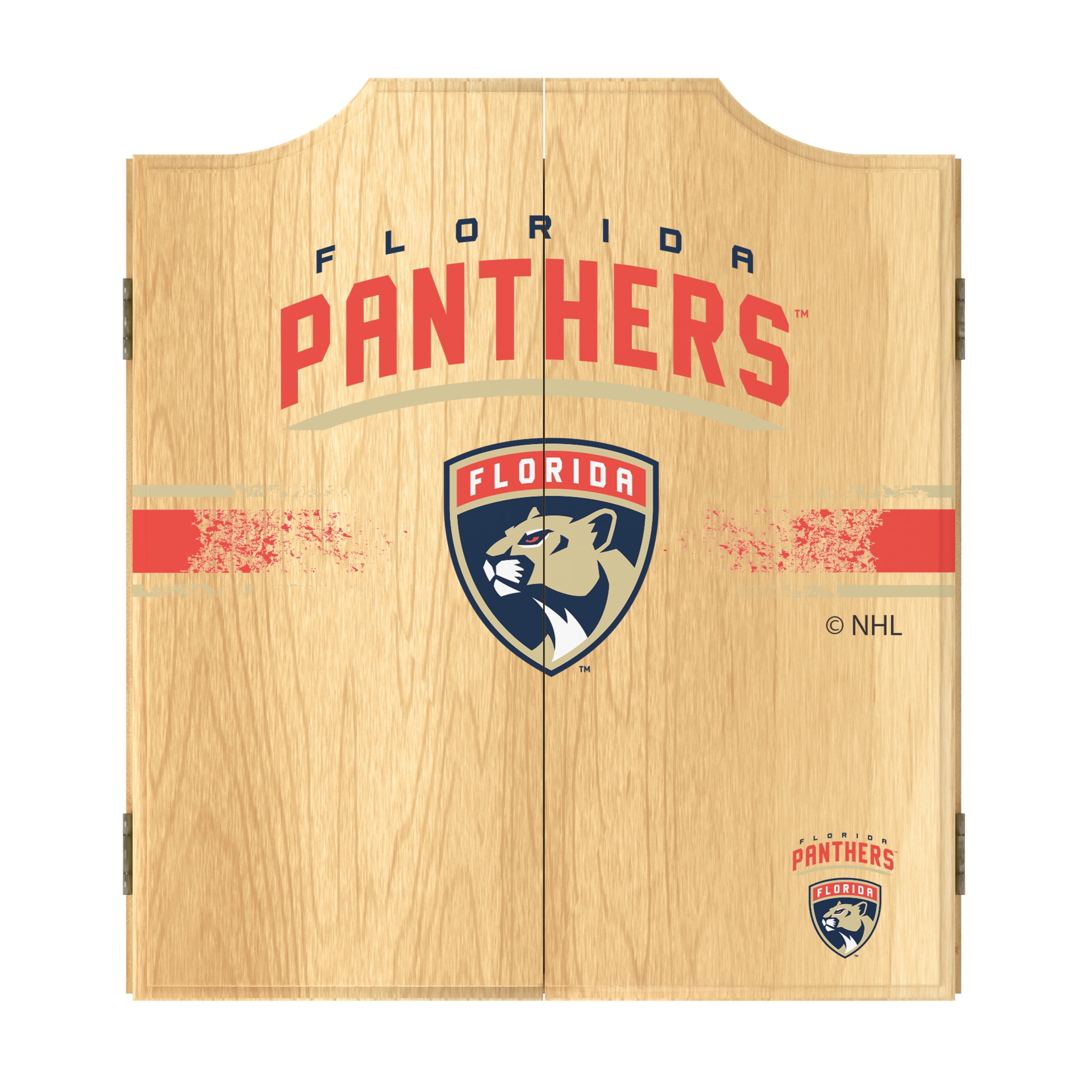 Florida Panthers Logo Dart Board Cabinet Set with 6 Steel Tip Darts