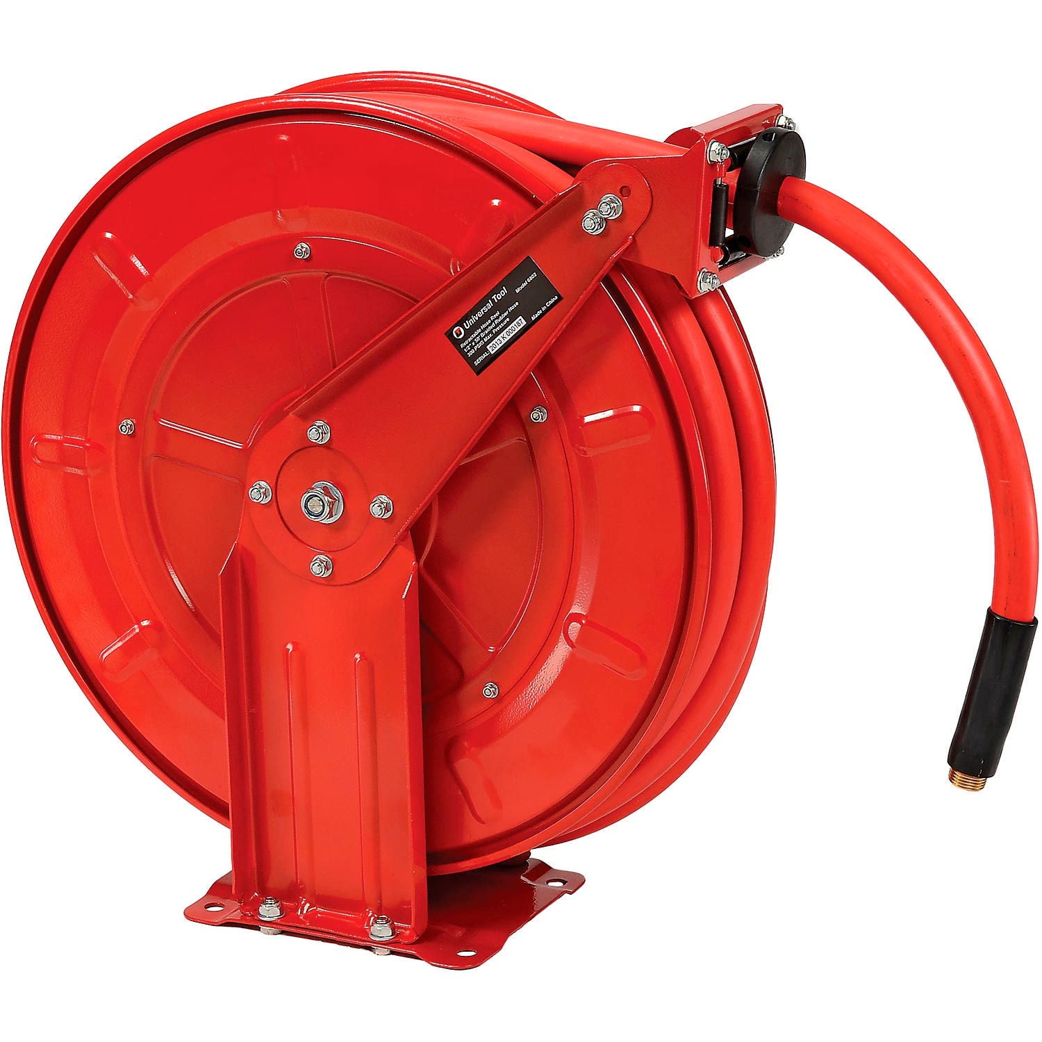 Florida Pneumatic Retractable Steel Hose Reel, 1/2"x50' Hose, 6802