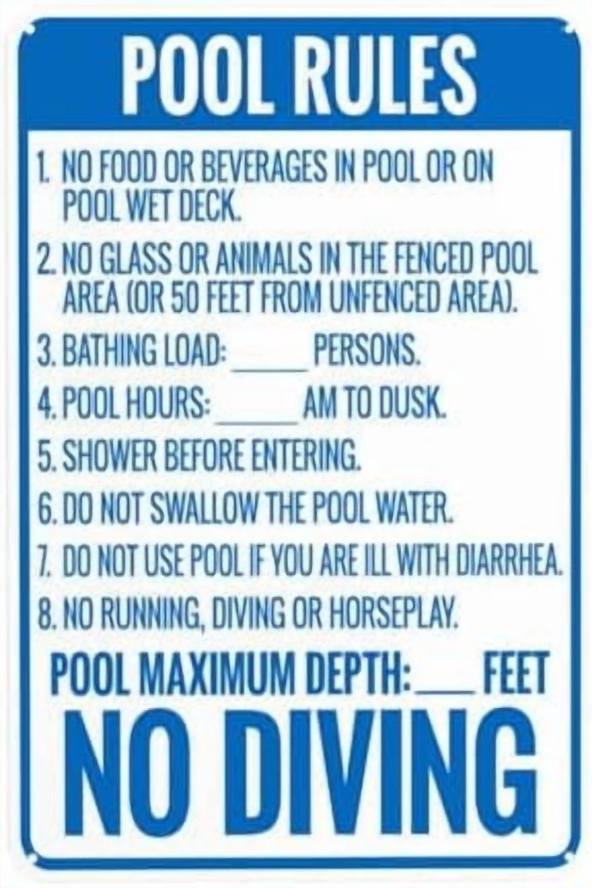 Diving Code Pool Florida Pool Rules No Diving Sign, Complies With State Of Florida Pool ...