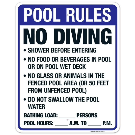 Florida Pool Rules Sign, Complies With State Of Florida Pool Safety Code,