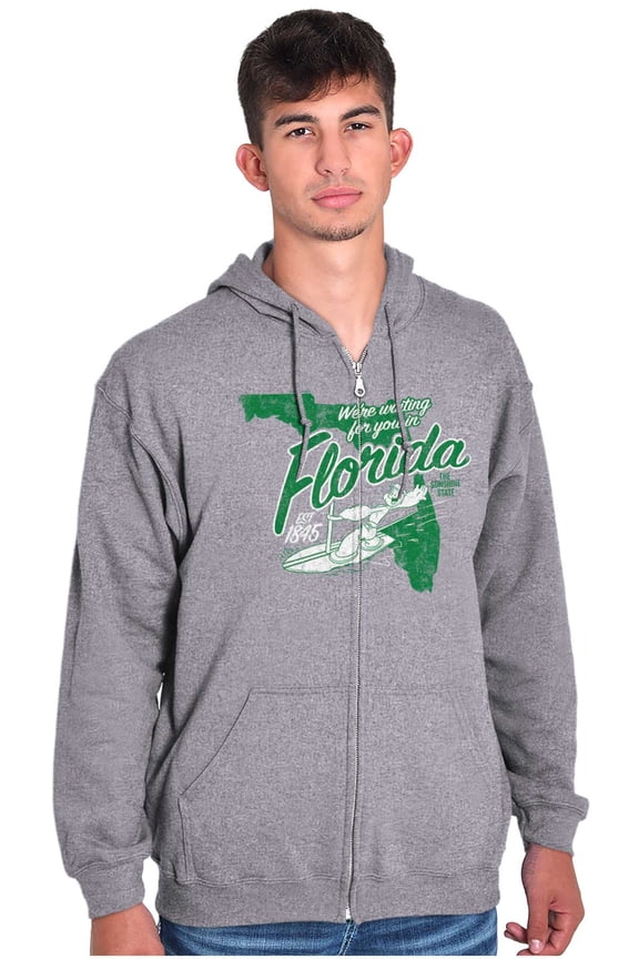 Florida Popeye in the Sunshine State Unisex Plus Size Zip Hoodie Brisco Brands 5X