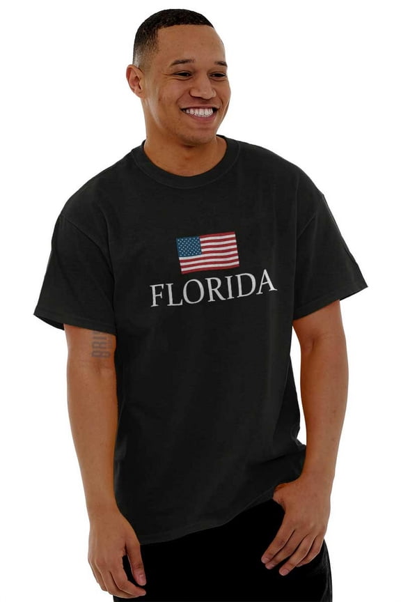 Florida Pride American Flag FL USA Men's Graphic T Shirt Tees Brisco Brands X