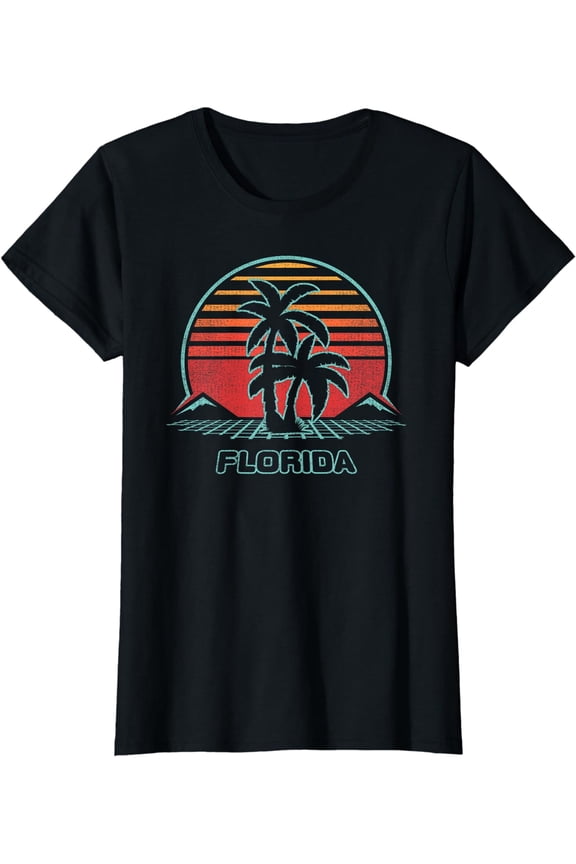 Florida Retro Palm Tree Beach 80s Style T-Shirt