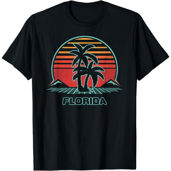 Florida Retro Palm Tree Beach 80s Style T-Shirt