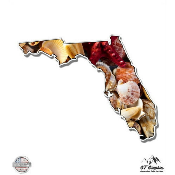 Florida Seashells - 3" Vinyl Sticker - For Car Laptop I-Pad Phone Helmet Hard Hat - Waterproof Decal
