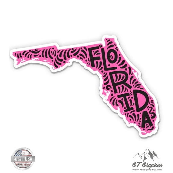 Florida Shape Cute Letters Native Local - 5" Vinyl Sticker - For Car Laptop I-Pad - Waterproof Decal