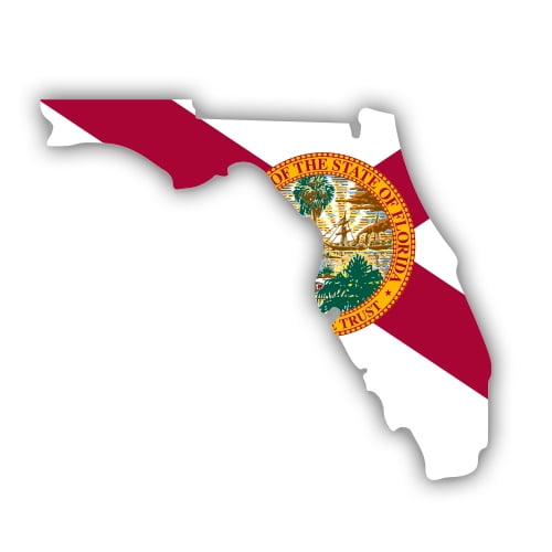 Florida Shape State Flag - 3" Vinyl Sticker - For Car Laptop Water Bottle Phone - Waterproof Decal