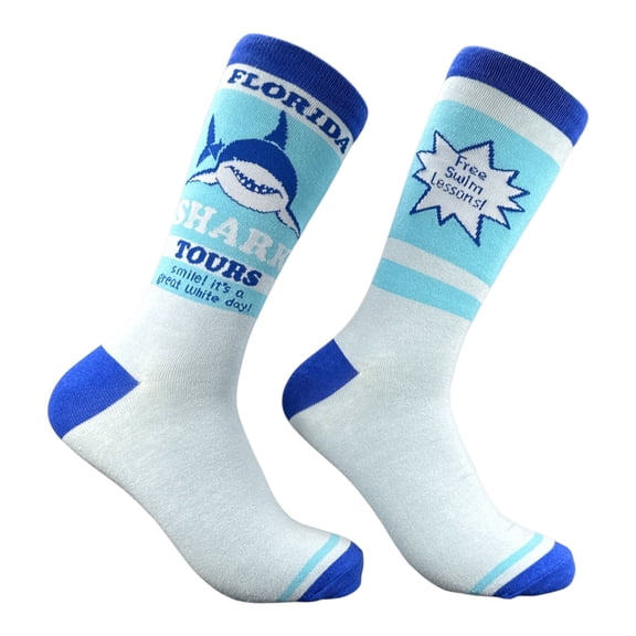 Florida Shark Tours Socks Funny Sarcastic Shark Week Graphic Novelty Footwear For Men