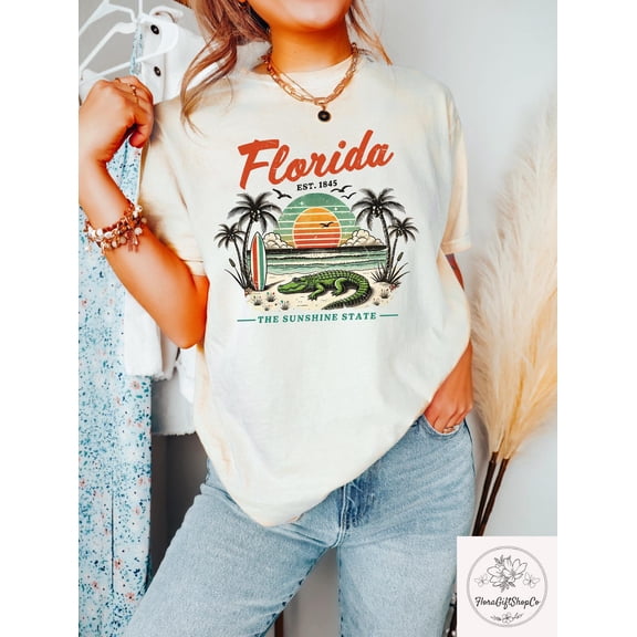 Florida Shirt, Florida Graphic Tee, Tropical Vacation, Coastal Beach Retro Tshirt, Florida Gator T-Shirt, Florida