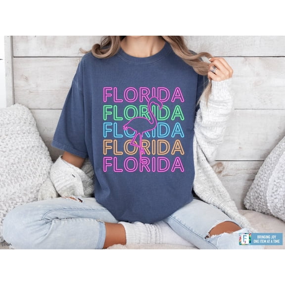 Florida Shirt Neon Florida Tee Flamingo Shirt Florida Family Vacation T-shirt Cute Girls Weekend Shirt Flamingo Party Tee Neon Party Shirt Tshirt All Size S-5XL