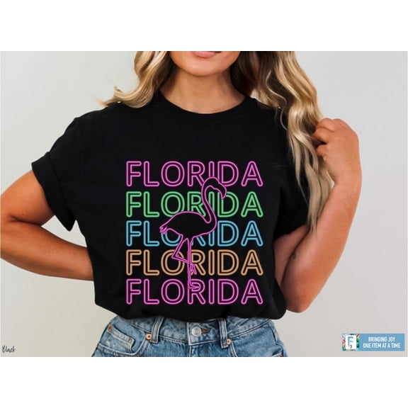 Florida Shirt Neon Florida Tee Flamingo Shirt Florida Family Vacation T-shirt Cute Girls Weekend Shirt Flamingo Party Tee Neon Party Shirt Tshirt All Size S-5XL