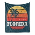 thumbnail image 1 of Florida Soft Flannel Fleece Blanket, Abstract Circular Design of Miami Beach Warm Colored Sunset and Birds, Cozy Plush for Indoor and Outdoor Use, 60" x 80", Bluegrey and Multicolor, by Ambesonne, 1 of 6