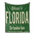 thumbnail image 1 of Florida Soft Flannel Fleece Blanket, Welcome to Florida Old and Rusty Graphic Sign Design the Sunshine State, Cozy Plush for Indoor and Outdoor Use, 60" x 80", Fern Green and Beige, by Ambesonne, 1 of 5