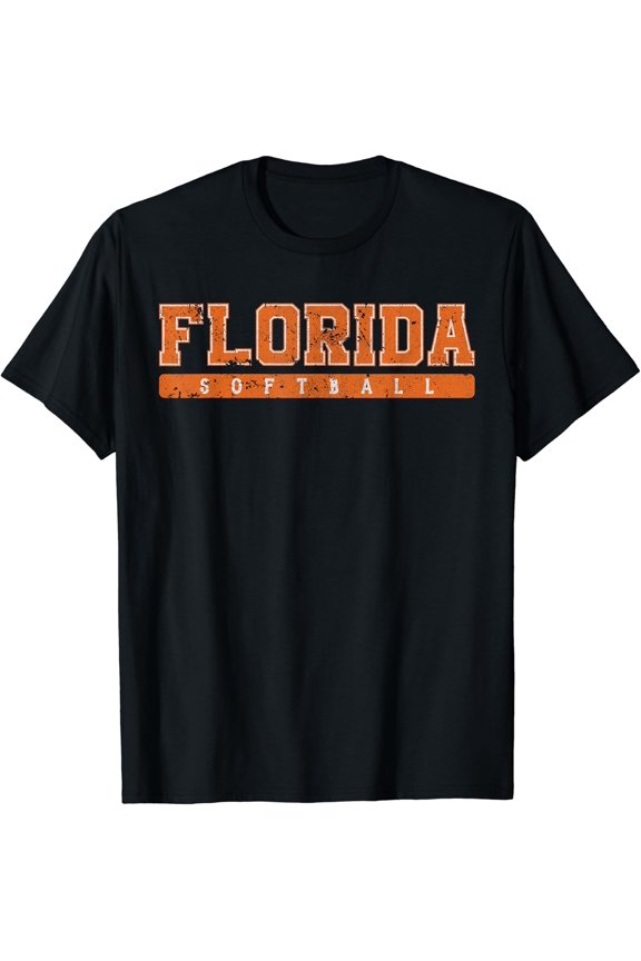 Florida Softball Orange Vintage Text T-Shirt Size S-5XL