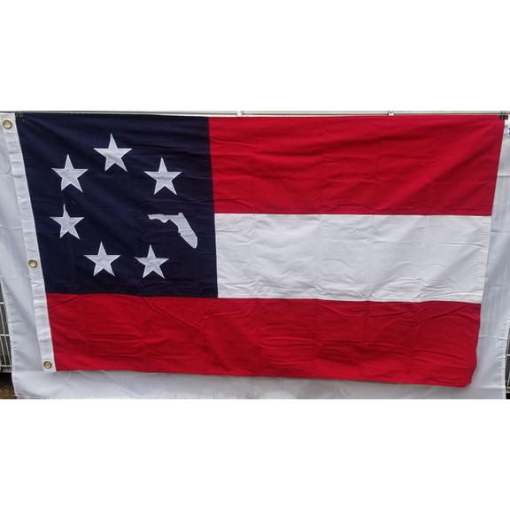 Florida Stars and Bars Flag 3'x5' Embroidered Flag ROUGH TEX Cotton