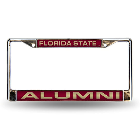 Florida State FSU NCAA Seminoles Chrome Metal ALUMNI License Plate Frame Holder