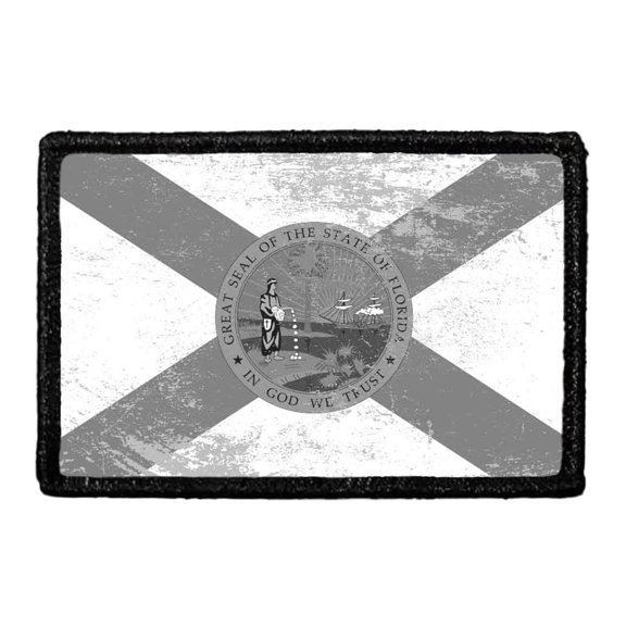 Florida State Flag - Black and White - Distressed - Removable Patch