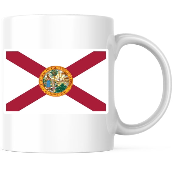 Florida State Flag Coffee Mug - FL State Flag Mug - Choose from 50 States - 11 Ounce Coffee Mug - Design Printed On Both Sides - Glossy Ceramic - Microwave & Dishwasher Safe - BMCM01295