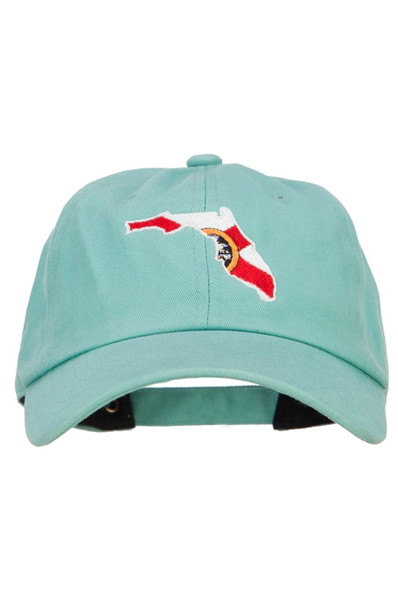 Florida State Flag Map Embroidered Unstructured Washed Cap - Mint OSFM