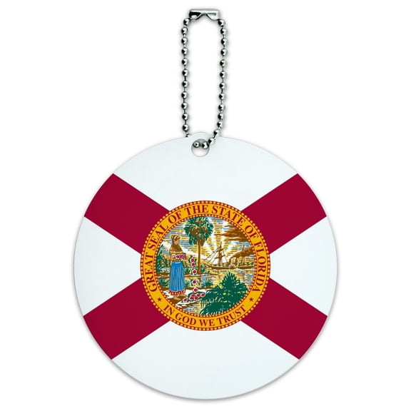 Florida State Flag Round Luggage ID Tag Card Suitcase Carry-On