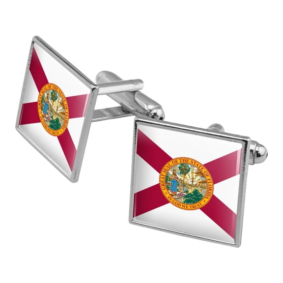 Florida State Flag Square Cufflink Set - Silver or Gold