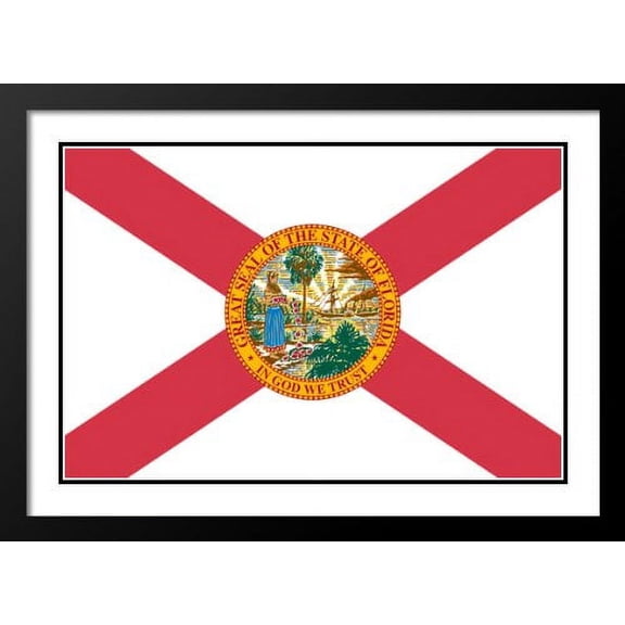 Florida State Flag Wood 25x29 Framed and Double Matted Photo Print