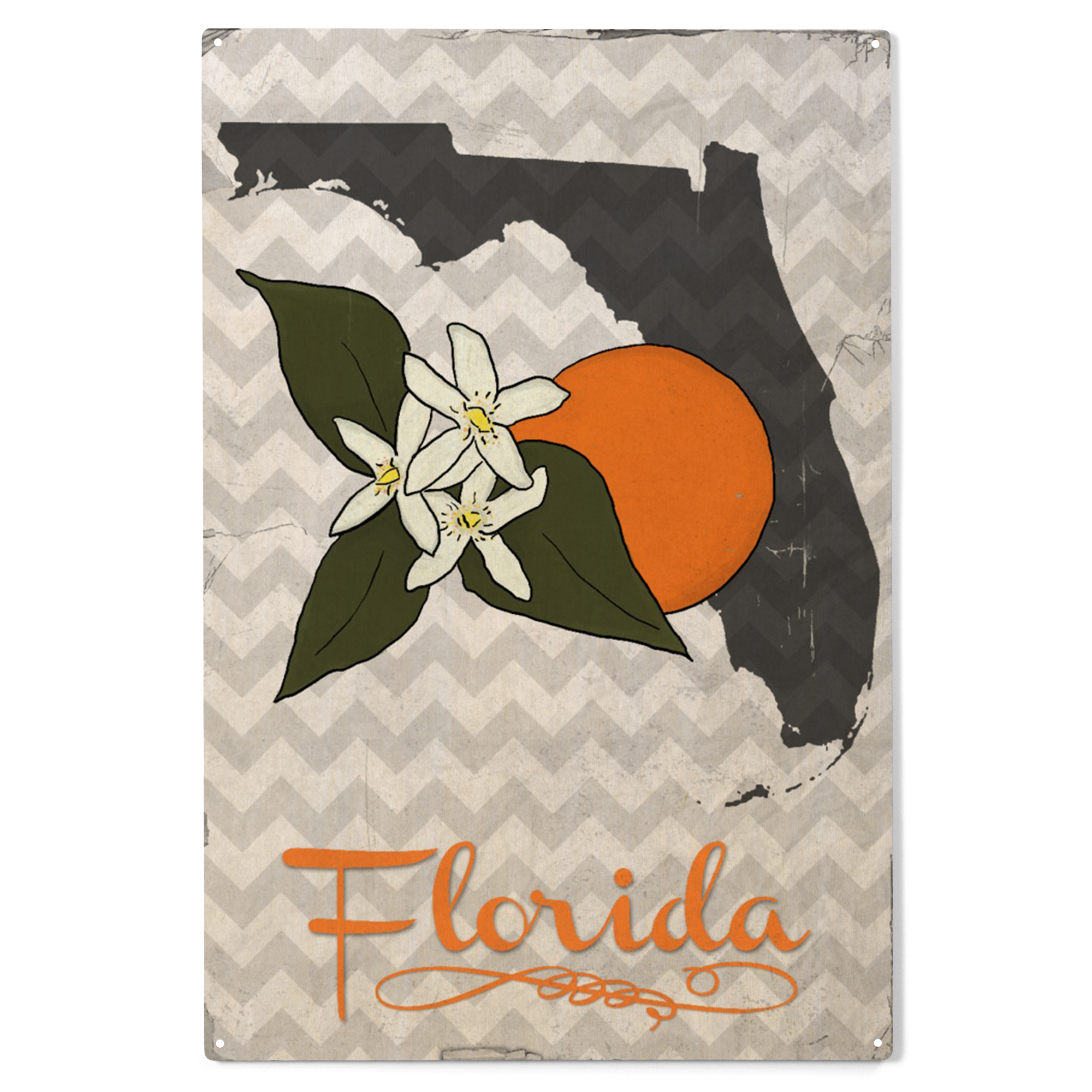 Florida, State Flower, Orange Blossom Birch Wood Wall Sign (10x15