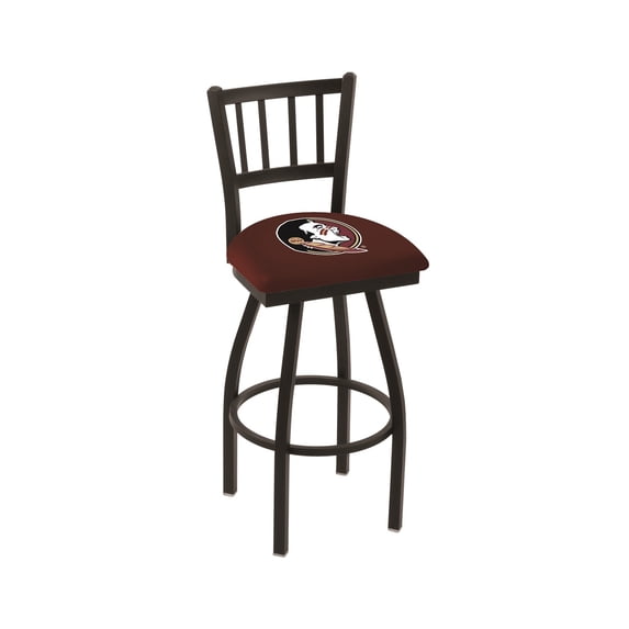 Florida State Seminoles 25" Black Wrinkle Swivel Bar Stool with Jailhouse Back