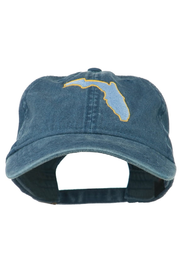 Florida State Map Embroidered Washed Cap - Navy OSFM