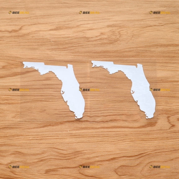 Florida State Map Outline Sticker Decal Vinyl - 2 Pack White 4" - For Car Boat Laptop Cup No Background Die-cut