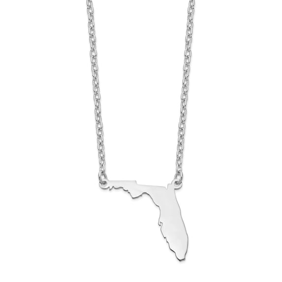 Sterling Silver/Rhodium-plated Florida State Necklace
