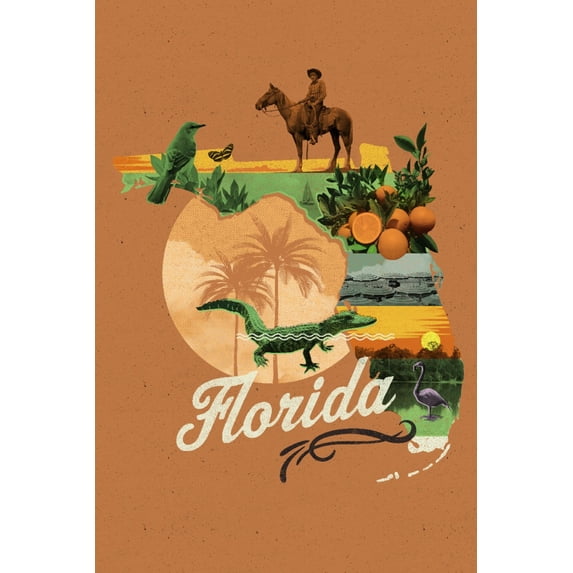 Florida, State Photomontage, State Series (9x12 Wall Art Print, Home Decor)
