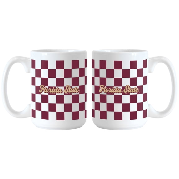 Florida State Seminoles 2-Pack 15oz. Checkered Wordmark Mug Set