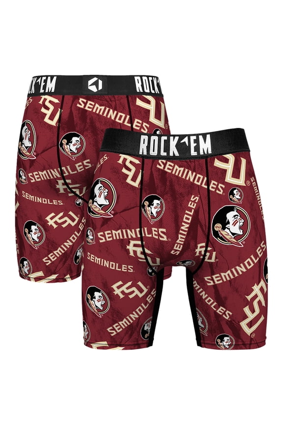 Men's Rock Em Socks Garnet Florida State Seminoles All Over Logo Boxer Briefs