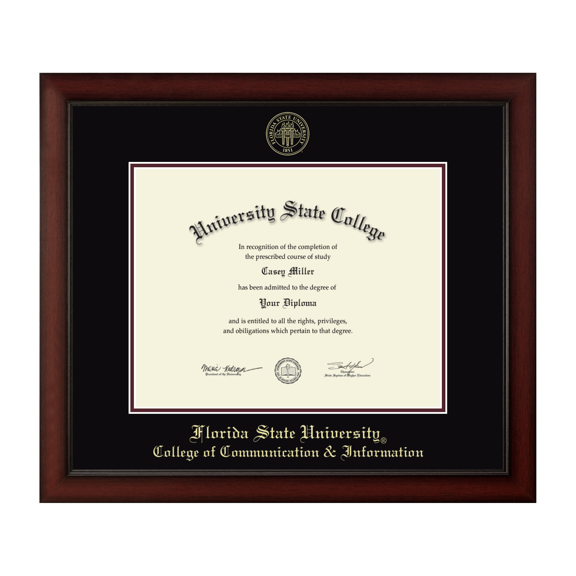 Framerly - FSU Communication Diploma Frame with Black and Maroon Mat