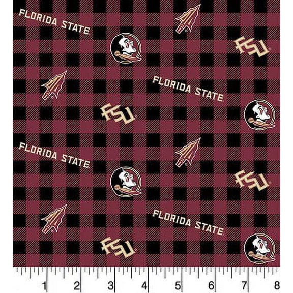 Florida State University Cotton Fabric-Sold by the Yard-Buffalo Plaid Design